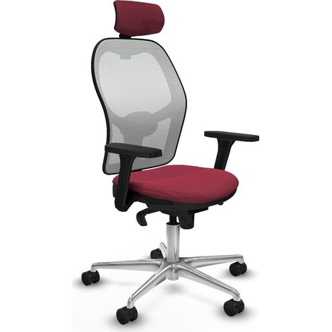 Piqueras y Crespo Silla de oficina ergonómica rojo granate