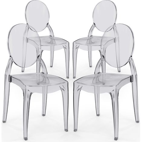 4er-Pack Esszimmerstühle Transparent - Estilo Victoria  Grau transparent