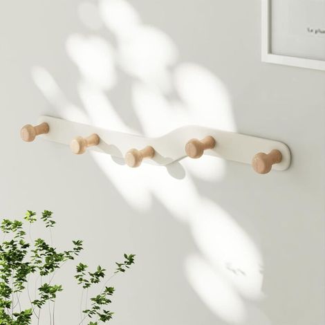 Porte-manteau mural en bois avec crochets, idéal pour les manteaux, les clés, les chapeaux et les sacs à main, parfait pour l'entrée, la chambre ou le salon (5 crochets).