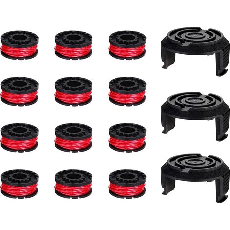 Fil de bobine rechange pour débroussailleuse : 12 bobines 2 mm, comprend 3 cache-bobines - (1/5)