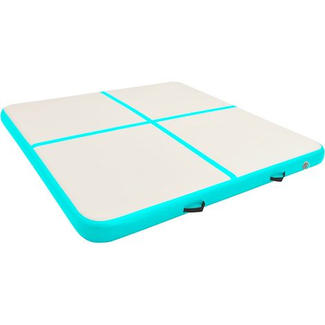 Tapis gonflable de gymnastique avec pompe 200x200x20cm PVC Vert
