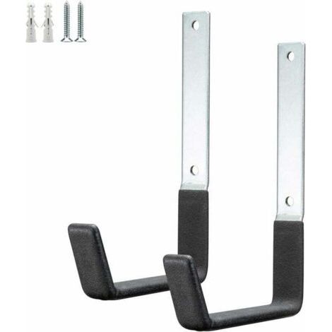 Pair Crochets utilitaires pour mur de garage, crochets de rangement très résistants, organisateur d'outils de jardin, crochets de rangement mural en acier (M 12,5 x 19 cm), STEEL HOOKS 2PACK (1/4)