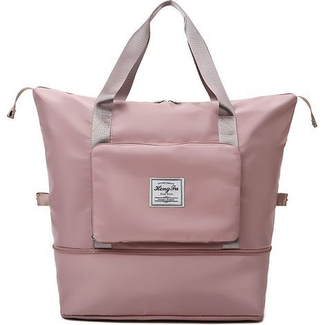Sac à main pliable, sac de voyage, sac de yoga et de sport, bandoulière spacieuse, rose — (1/5)