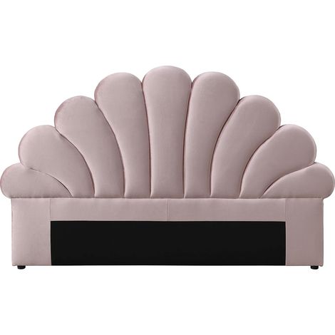 Tête de lit coquillage - 160 cm - Velours - Rose - MOANA (1/4)