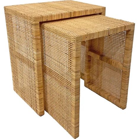 2 Tables d'appoint gigognes H. 61 cm en rotin naturel – FLORENCE (1/5)