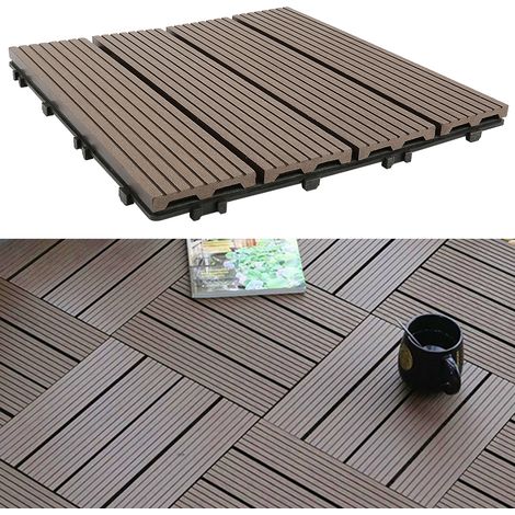 Pack dalle de terrasse 1m² bois composite modular (11 pièces 30 x 30 cm) - L: 30 cm - l: 30 cm - Couleur: 4 (1/5)