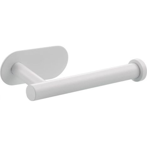 Porte-papier toilette en acier inoxydable blanc longueur 16,5 cm salle de bain cuisine support mural peut être collé au mur sans perçage, 1 pièce (1/4)