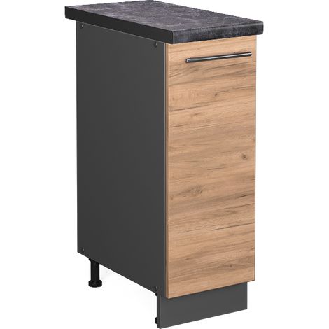 Armadio cucina dispensa alto Fame-Line, Rovere dorato, 30 cm , PL Antracite, Vicco