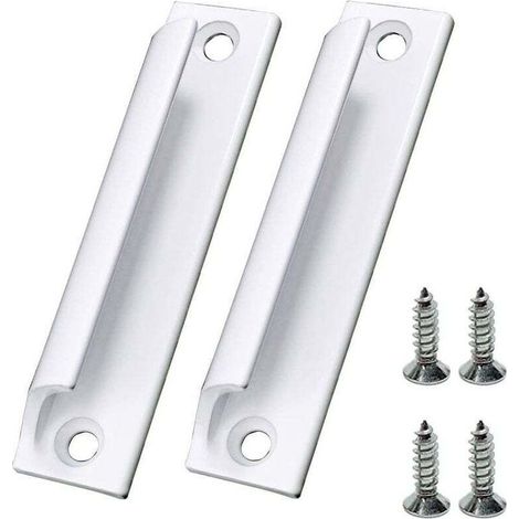 2 Pièces Poignée Blanc de Porte Coulissante Poignée Meuble en Alliage d'Aluminium Poignée de Fenêtres avec Vis,de (1/4)