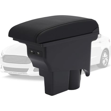 Boîte d'accoudoir pour Golf 6 MK6 (2008-2013) - Console centrale de grande capacité avec 3 ports avant, espace de rangement double couche et plateau extensible (35 x 16,5 x 30 cm) (1/5)