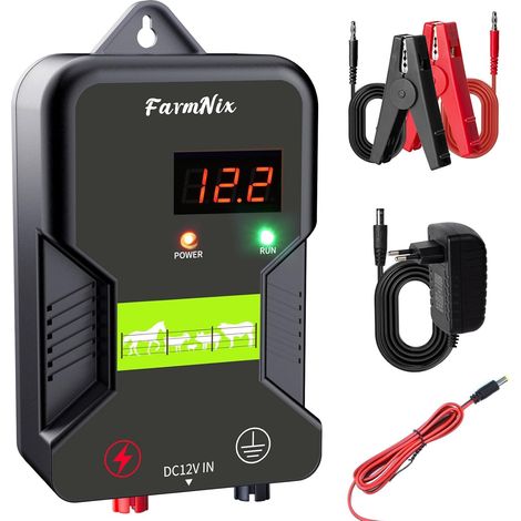 15KM Clôture électrique, Clôture électrique pour bétail, Animaux, Électrificateur de clôture électrique, Haute Puissance, Protection Parfaite pour Les Pâturages (C) (1/5)
