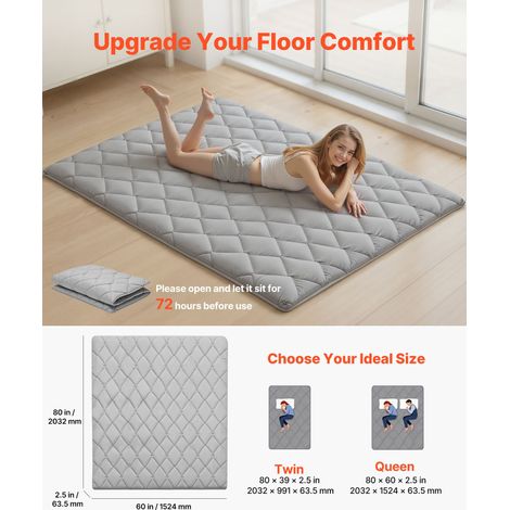 Matelas Futon Taille Queen, Matelas de Sol Japonais Pliable, Tatami Doux pour Dormir Yoga Méditation et Relaxation, 203,2x152,4x6,3… (1/5)