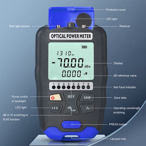 Mini testeur de puissance pour fibre optique FC SC ST Interface universelle 3 en 1 10 km avec voyant LED AUA DC70 (-70+10 dBm)