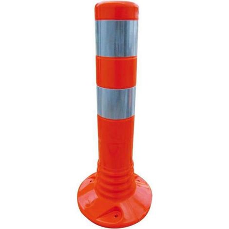 Schake Flexipfosten Ø80mm in rot mit weiß reflektierenden Streifen und Dübelbefestigung aus PUR 450mm hoch