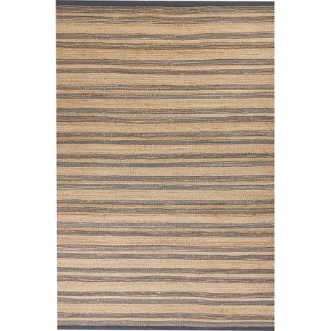 Alfombra de yute marrón claro gris oscuro 160 x 230 cm algodón hecho a mano Budho