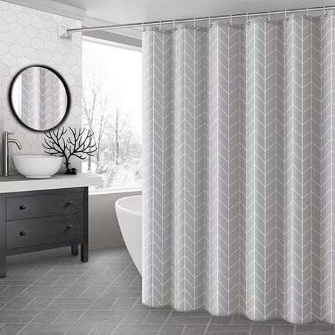 Partition Shower Curtain Set - Modern Abstract Waterproof and Mildew Resistant - Waterproof Fabric