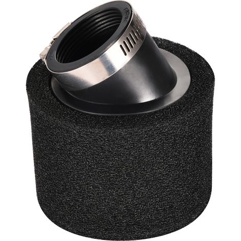 Black, angled 42mm air filter, compatible with 50-125cc 4-stroke motorcycles, ATVs, and ATVs. High-performance air filter with 5 inlets. (1/5)
