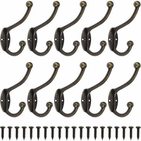 Tigrezy Retro Vintage Wandgarderobenhaken, Metall-Türhaken für Bad, Küche, Schlafzimmer, Flur, 10 Stück, Bronze (1/5)
