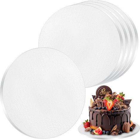 5 Piece Cake Board, Round Cake Plate, 30 cm x 12 mm, White Cake Sole, Reusable Cake Stand, Cake Disc, Cake Boards for Wedding, Birthday and Party (1/5)