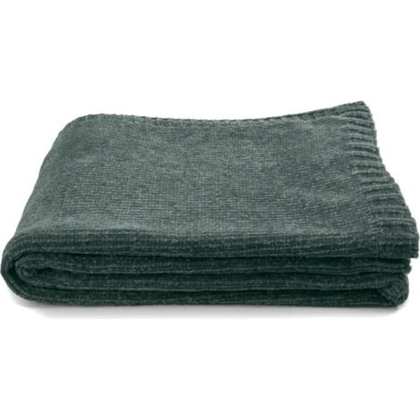 CENTRALE BRICO Plaid Chenille en polyester, vert, l.130 x L.170 cm