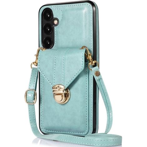 Funda para Samsung Galaxy A25 5G, tarjetero, con correa para el hombro, color verde. (1/5)