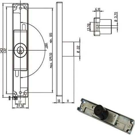 Cerradura para muebles con barra de deslizamiento 220250 Omr
