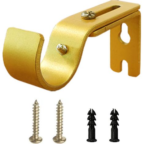 1 support de tringle à rideaux métallique réglable, support de tringle à rideaux robuste, adapté aux tringles à rideaux de 25 mm, doré (1/5)