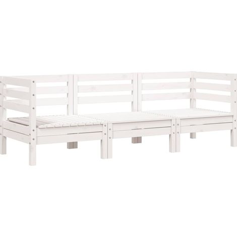 Maison Exclusive - Gartensofa 3-Sitzer Weiß Massivholz Kiefer