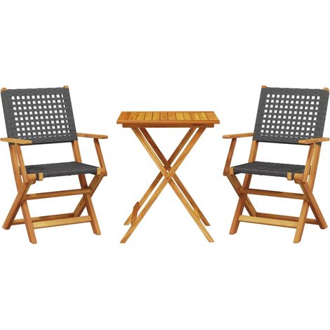 Maison Exclusive - 3-tlg. Bistro-Set Schwarz Poly Rattan und Mass
