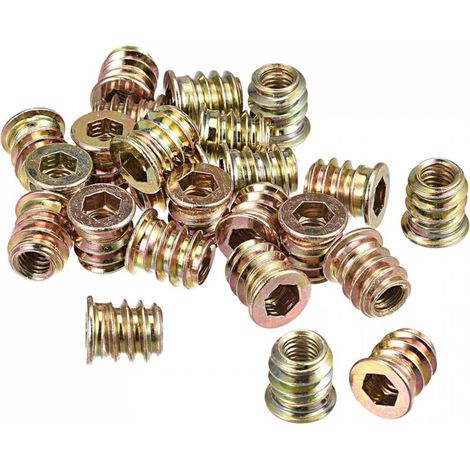 M6x13mm Fileté Inserts pour Bois Hexagonal Douille Entraînement Meubles Visser Ecrou 24pcs (1/4)