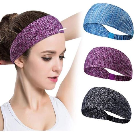 Bandeau de sport pour femme, lot de 4, antidérapant, élastique, absorbant, idéal pour le yoga, le pilates, la danse, la course à pied, le cyclisme, le fitness et les exercices physiques. (1/5)