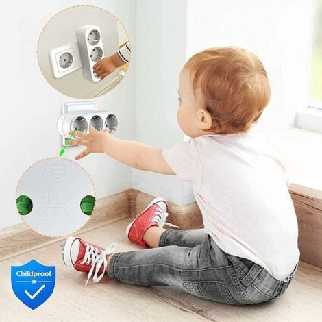 2 Pièces Multiprise Murale,Bloc MultIPrise avec 3 Prises,(3500W/16A),Multiprise Prise,MultIPrise Electrique pour La Maison Le Burea (1/5)