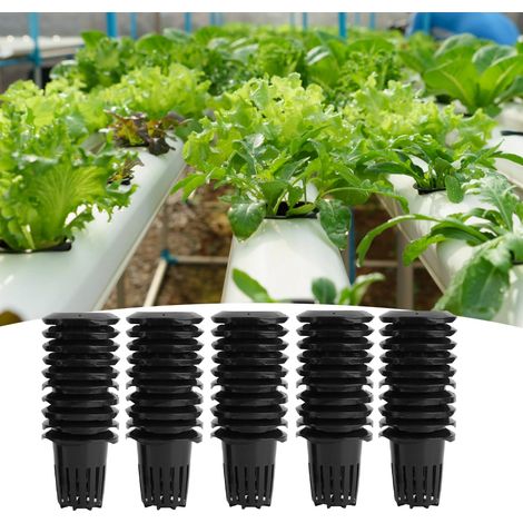 Lot de 50 pots en filet PP sans terre pour culture hydroponique de fleurs et plantes, noirs. (1/5)