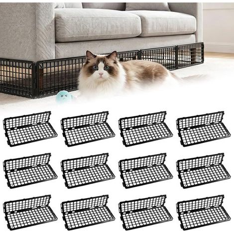 Ensemble de 12 pièces pour barrière anti-intrusion sous canapé – Barrière pour petits chats – Comprend 20 attaches de câble – 37 x 17 x 12 cm (1/5)