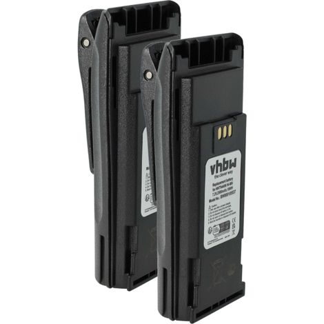 vhbw 2x Akku Ersatz für Motorola NTN4496, NTN4497, NTN4497AR für Funkgerät, Walkie Talkie (2500 mAh, 7,2 V, NiMH) + Gürtelclip