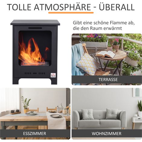 Cheminée à bioéthanol HOMCOM, brûleur à éthanol 0,9 L, autonomie de 3 heures, sans fumée (1/4)