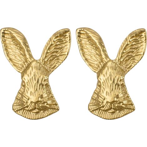 CCYKXA Lot de 2 boutons de porte modernes et minimalistes en forme de tête de lapin en laiton massif pour armoires de cuisine, tiroirs et poignées avec vis de montage
