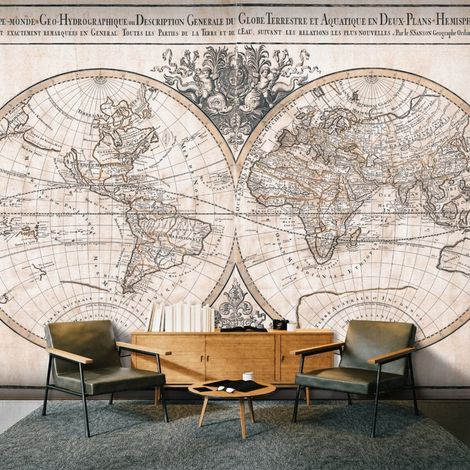 Papier peint Mappe-Monde Geo-Hydrographique - 400 x 280 cm (1/4)