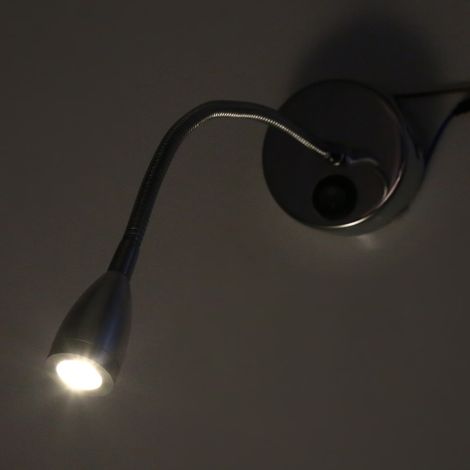 Applique murale LED argentée à col de cygne flexible, lampe de chevet pour chambre à coucher, blanc chaud (type 2) (1/4)