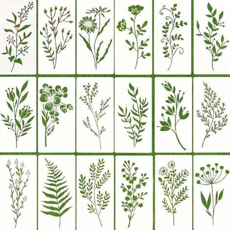 Pochoir Fleurs - Pochoir Peinture Grand Format pour Clôture Bois Jardin Mur Sol Mobilier - 18 Pièces (1/5)