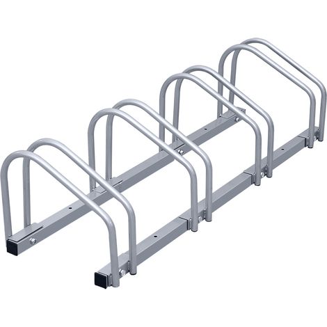 Wolketon Fahrradständer für 4 Fahrräder, 101x32x26cm, aus verzinkt Stahl, Radständer, känn Boden/Wandmontage, für Reifenbreiten 3,5 - 5,5 cm, Silber