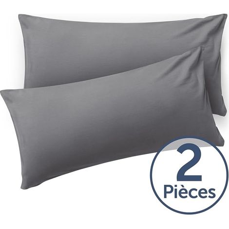 Étui d'oreiller 50 x 70 cm Coussin microfibre avec fermeture enveloppée, extra doux et lavable – Gris (1/4)