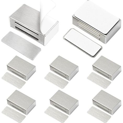 Packung mit 8 selbstklebenden Magnetverschlüssen, geeignet für Schranktüren und magnetische Türschlösser. (1/5)