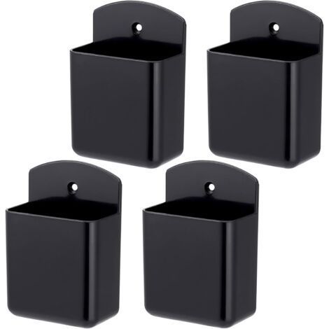 4 Pièces Boîtes de Rangement Autocollantes, supports de télécommande autocollant, support mural de télécommande pour contrôleur, boîte organisatrice porte-stylo noir pour brosse, stylos (1/5)