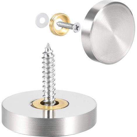 Cache Vis Miroir Décoratif Capuchons Couverture Clous Brossé Acier Inox 25mm 4Pcs (1/5)