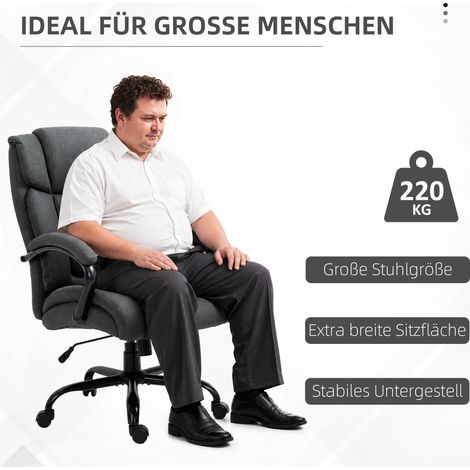 Bureau fauteuil ergonomique, chaise pivotante avec accoudoirs rembourrés, capacité 220 kg, gris (1/5)