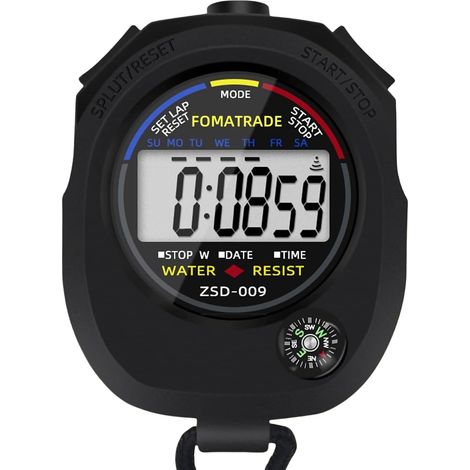 2pcs Chronomètre étanche, chronomètre numérique, chronomètre de sport, minuteur d'intervalle avec grand écran (1/5)