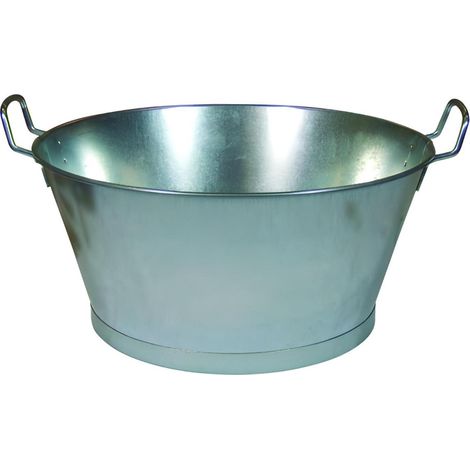 Seau de maçon en acier 70L – Ø 75 cm – Hauteur 28 cm – Bords doublés pour éviter les fuites – Ne rouille pas – Visiodirect