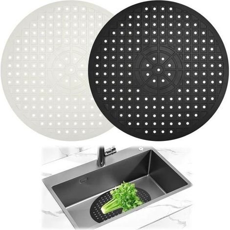 2Pcs Mat Evier Kitchen Rubber TPR Mat Sink,Bottom Sink Rubber,Mat Bottom Sink, Mat of Protection Sink (1/4)