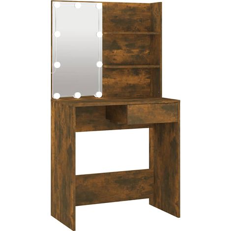 Coiffeuse avec LED Chêne fumé 74,5x40x141 cm (1/5)